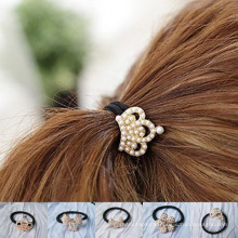 Cute elegant pearl beads hair ties, decorative balls elastic hari bands for girl